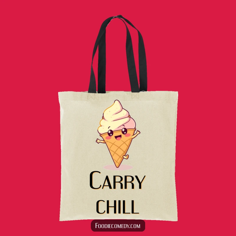 Funny Ice Cream Cartwheel Tote Bag: Happy Round Character Carry-All, Perfect Humorous Gift