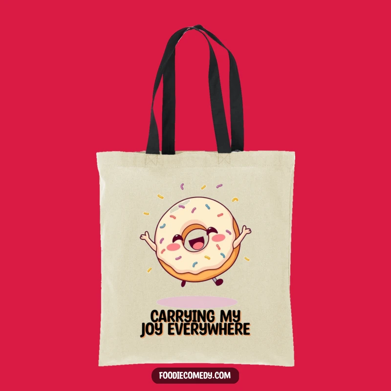 Funny Jumping Donut Tote Bag - Carry Your Happiness and Sprinkles