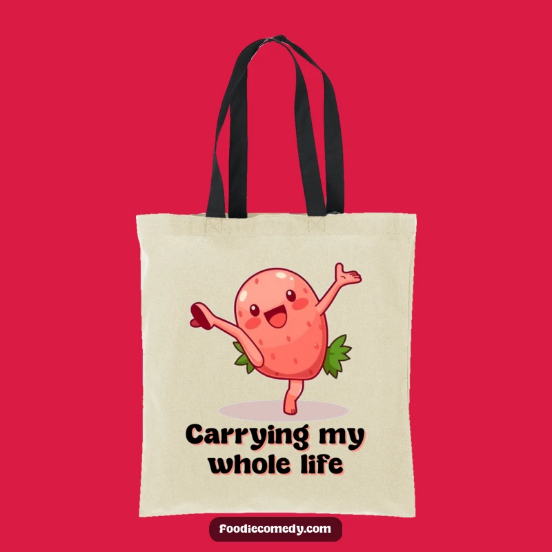 Funny Strawberry Cartwheel Tote Bag: Durable and Humorous Fruit Character Carry-All