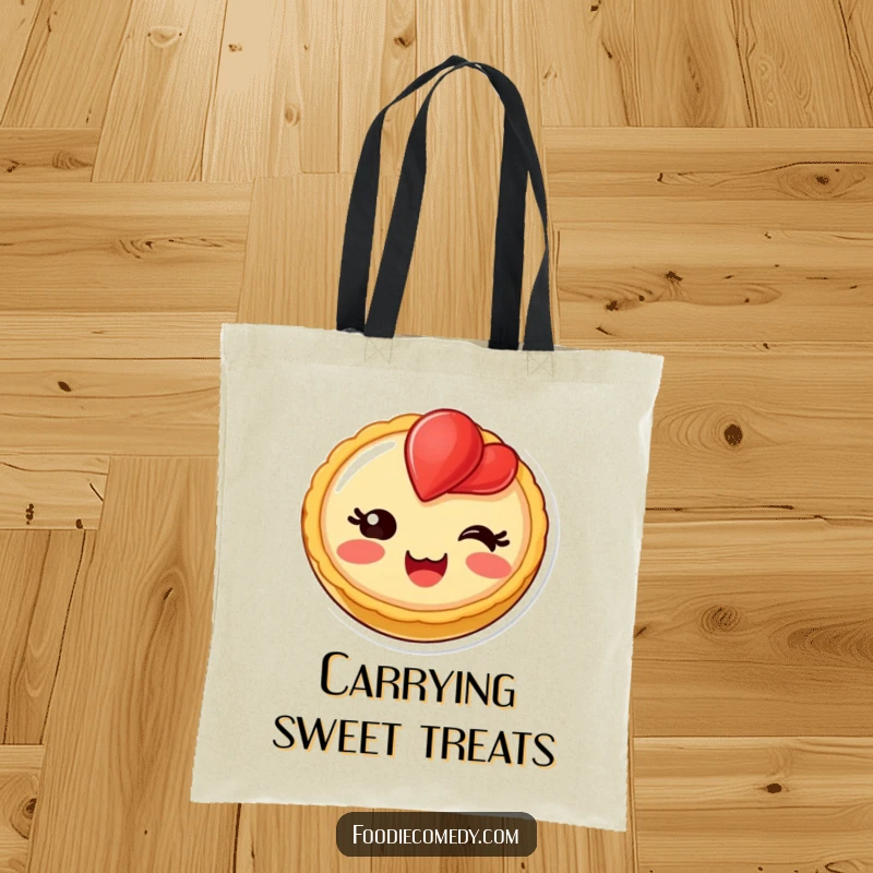Funny blushing fruit tart tote bag, a delighted dessert carrying sweetness and style.