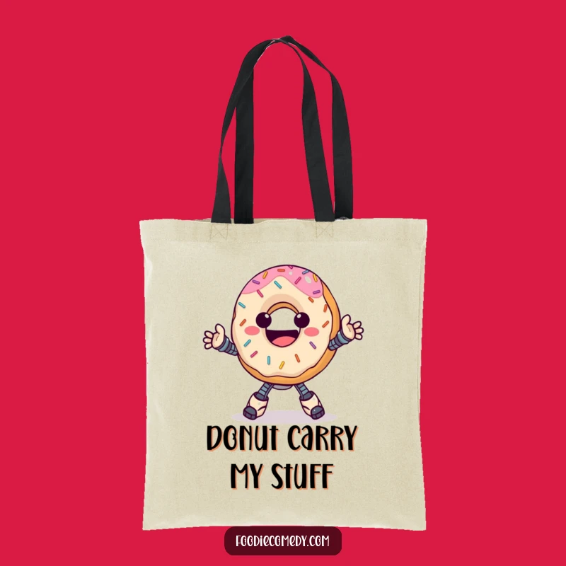 Funny Donut Robot Tote Bag: Hilarious Carry-All for Sweet Adventures