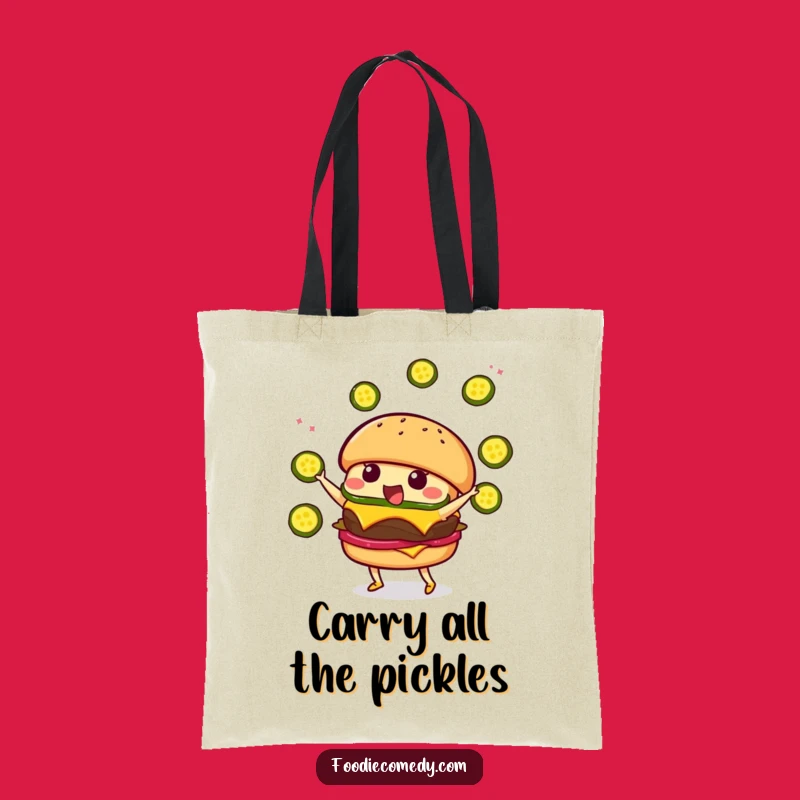 Funny Burger Juggling Tote Bag - Cute Kawaii Carry-All