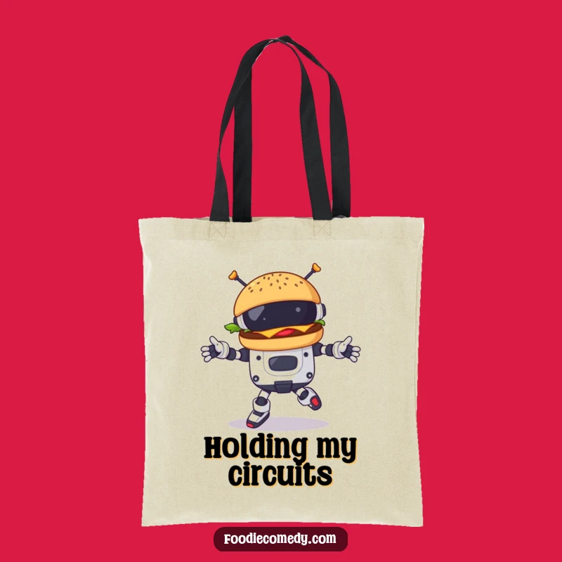 Funny Burger Robot Dance Tote Bag: Carry Your Tech Style, Perfect Gift!