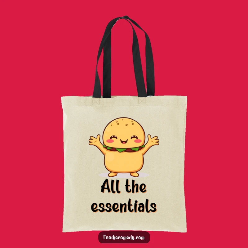 Funny Hugging Burger Tote Bag - Adorable Foodie Cartoon Accessory Gift
