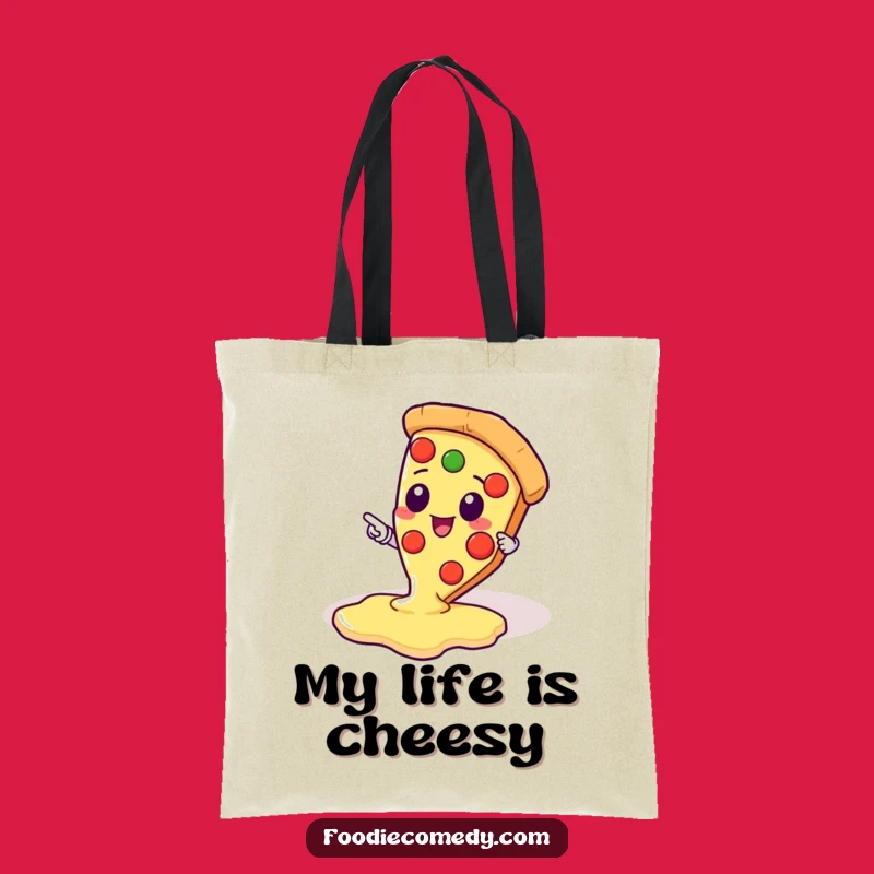 Funny Pizza Pointer Tote Bag - Cute Kawaii Pizza Slice Reusable Bag - Great Funny Gift