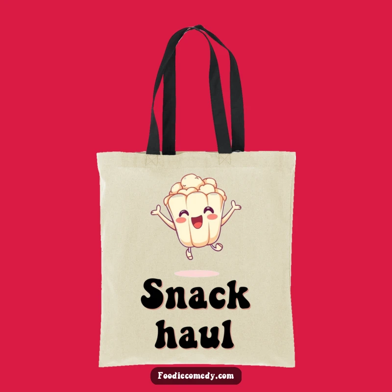 Funny Popcorn Leap Tote Bag: Excited Kernel Fun - Humorous Carry-All