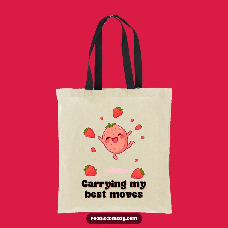 Funny Strawberry Cartwheel Tote Bag: Carry Your Laughs with This Whimsical Fruit Design