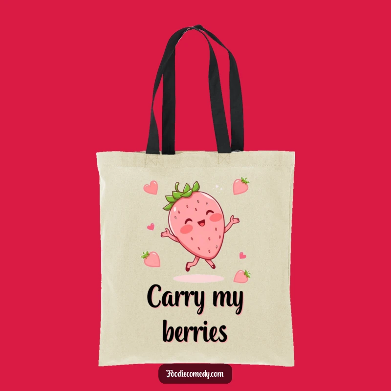 Funny Strawberry Waltz Tote Bag: Blushing Fruit Dance - Humorous Carry-All